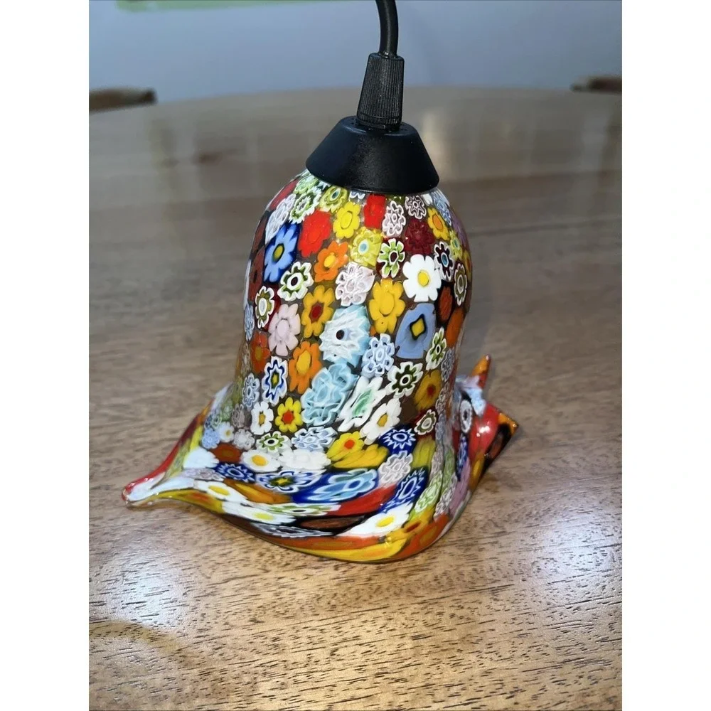 Vintage Murano Millefiori Art Glass Bell Pendant Light Lamp Shade Calotta